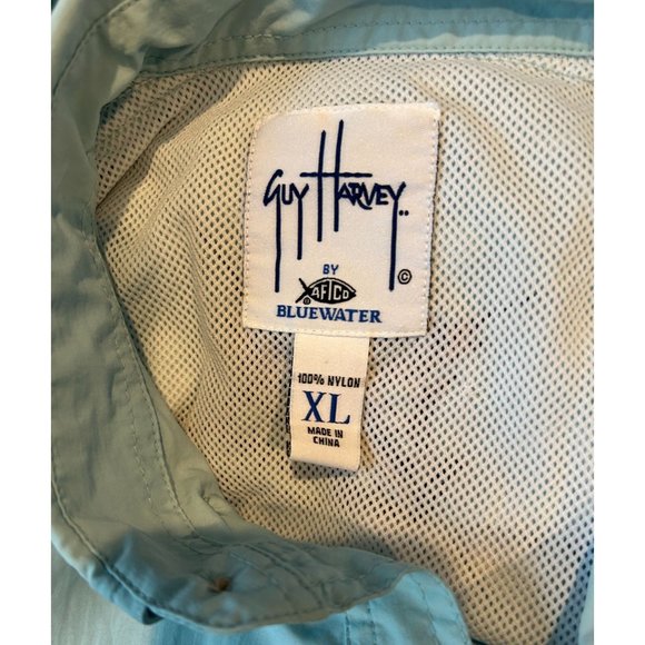 Guy Harvey Signed Autograph Short Sleeve Fishing Shirt XL Aqua Blue Nylon Vented - Picture 6 of 6